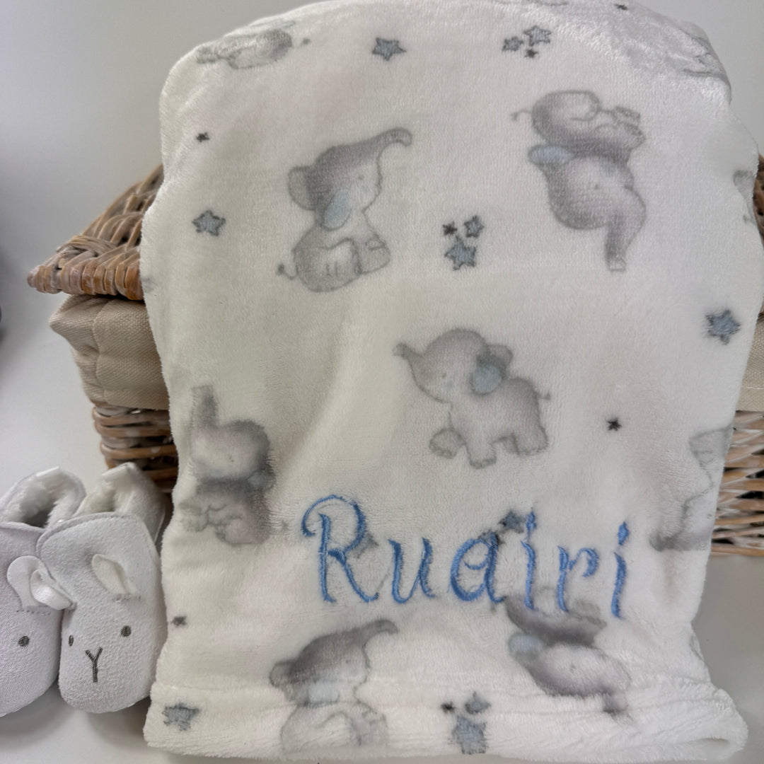 Baby Boy Sky Elephant Blanket, Soft Baby Blanket