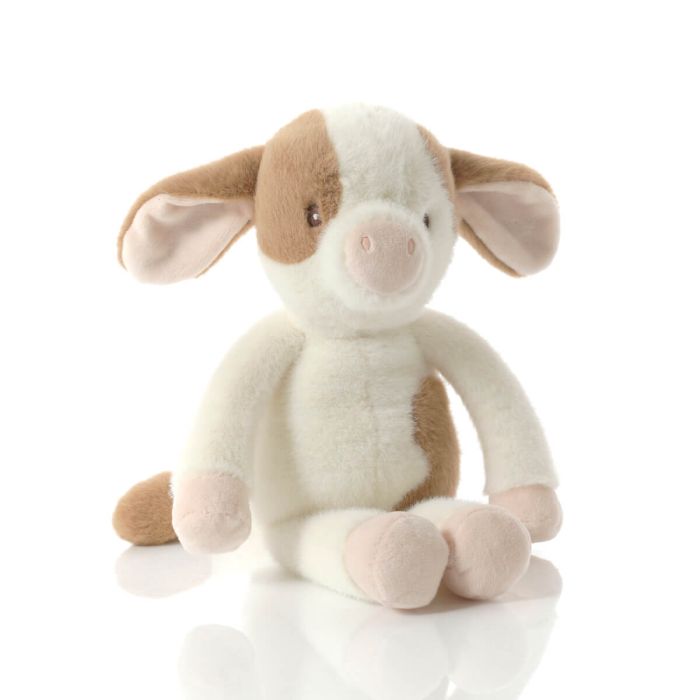 brown and white plush soft cow