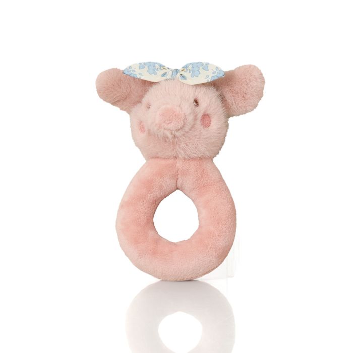 Plush Cute Pig Rattle With Chintz Headband