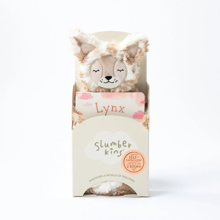Lynx's Self Expression Plush Snuggler Set  includes 2 emotional learning books