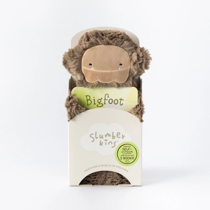 Bigfoot comforter with two books to help with feelings