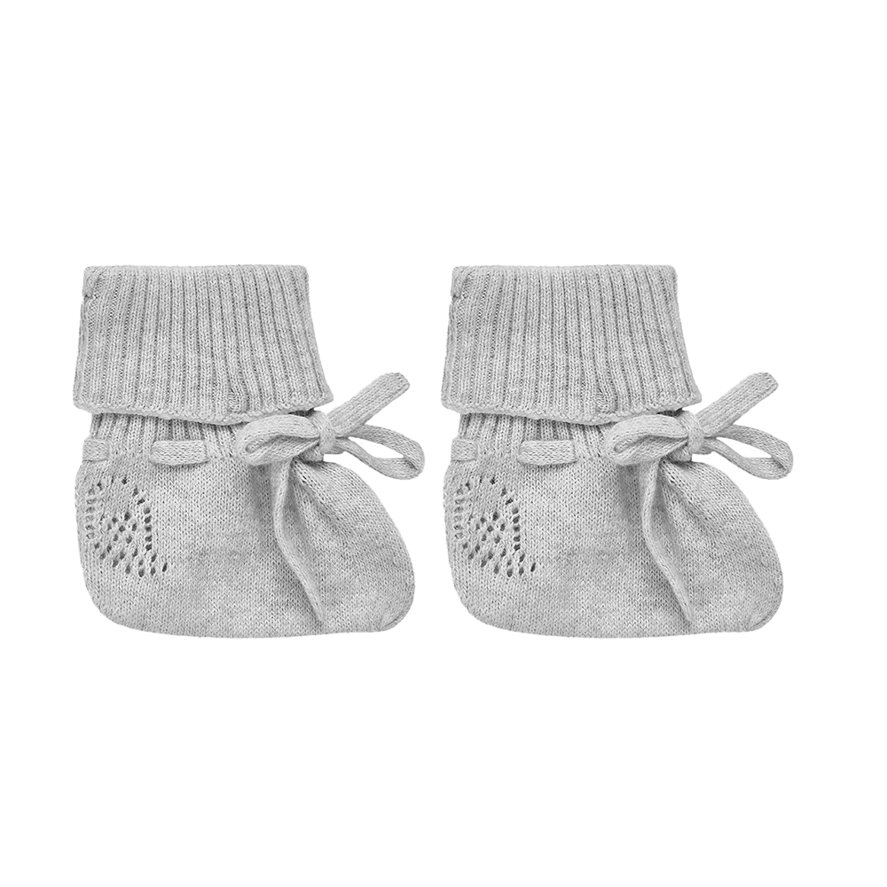 grey knitted baby booties with cashmere
