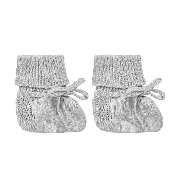 grey knitted baby booties with cashmere