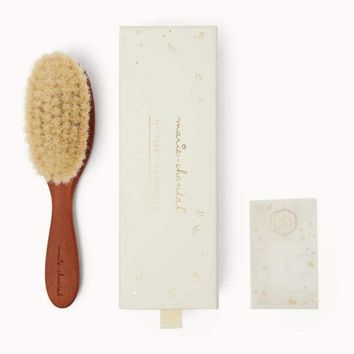 boxed luxury pear wood baby hairbrush