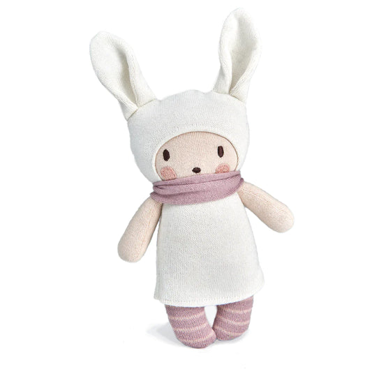 Soft knitted baby doll with ears 
