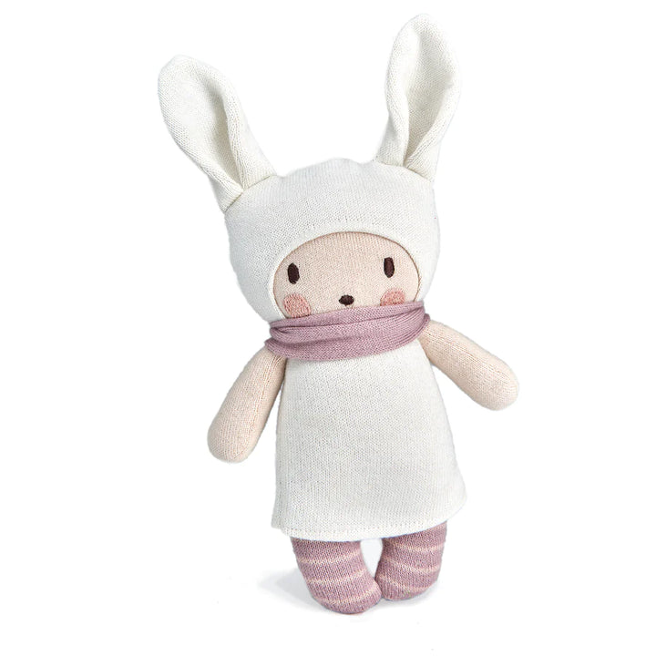 Soft knitted baby doll with ears