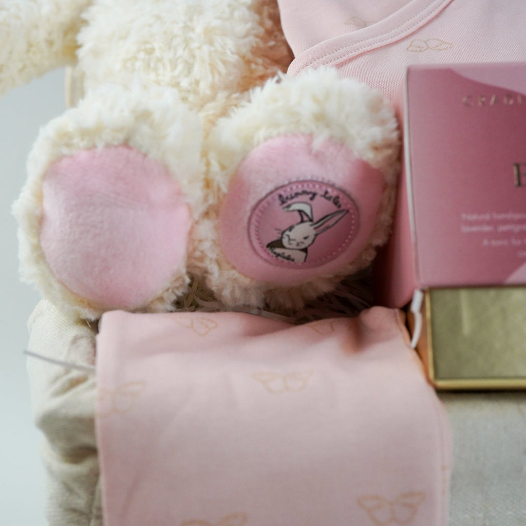 Bella Bunny Easter Baby Girl Hamper, Marie-Chantal Baby Outfit, Luxury Pregnancy Candle, Baby Soft Blanket