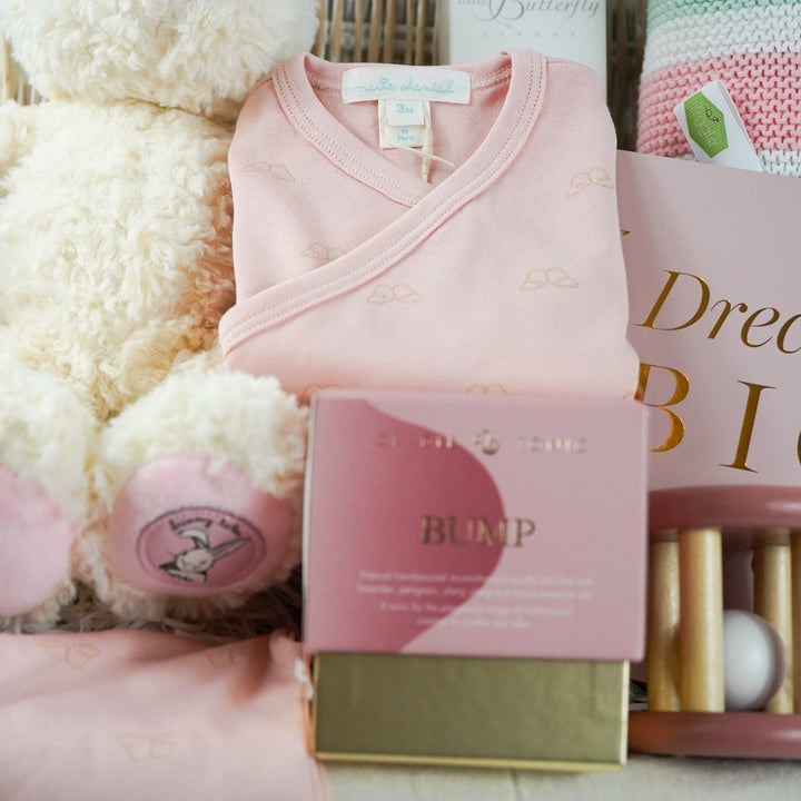Bella Bunny Easter Baby Girl Hamper, Marie-Chantal Baby Outfit, Luxury Pregnancy Candle, Baby Soft Blanket