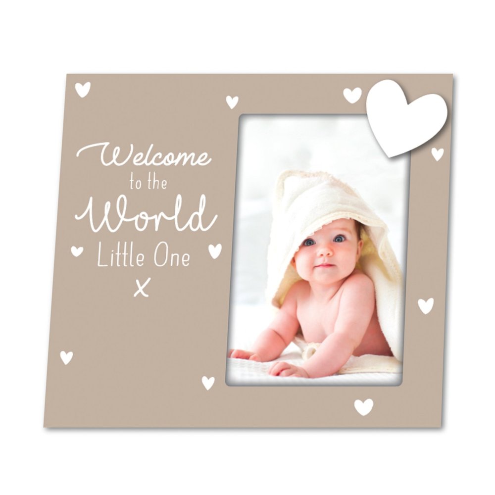 Baby Neutral Baby Frame Taupe 'Welcome To The World'