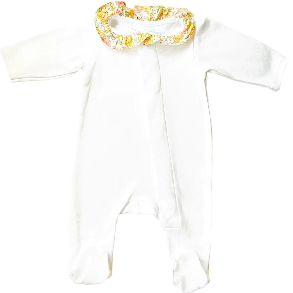 white liberty prink ruffle collar l baby sleepsuit with magnetic fastener
