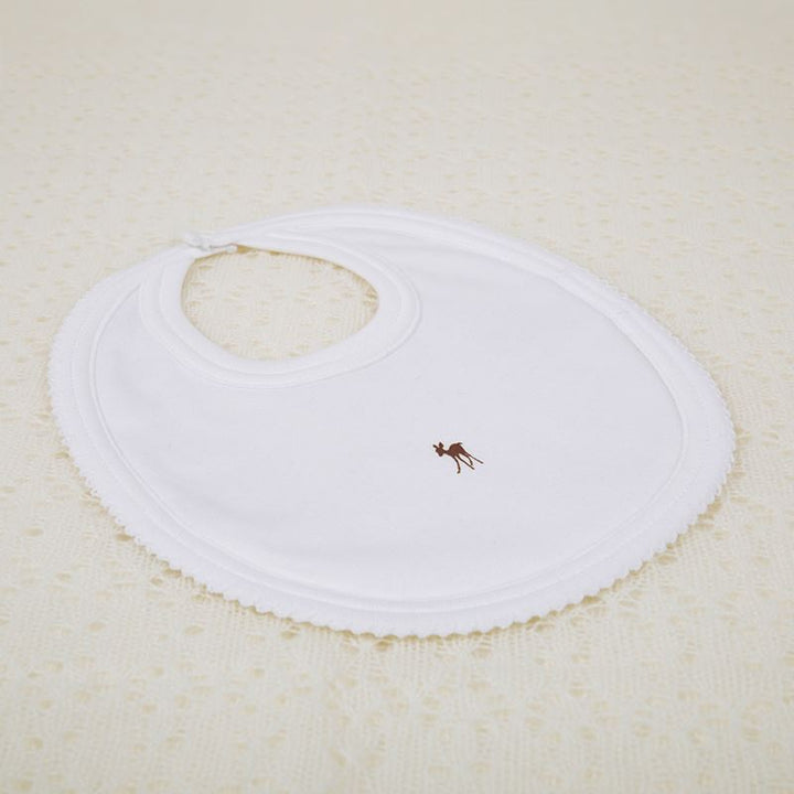 Luxury Baby Fawn Bib With White Picot Edging By  G.H.Hurt & Son