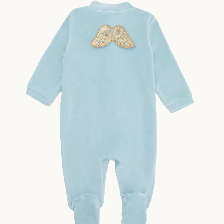 Marie-Chantal's Sleep & Snuggle Velour Angel Wing Gift Set in Gold & Dusty Blue.