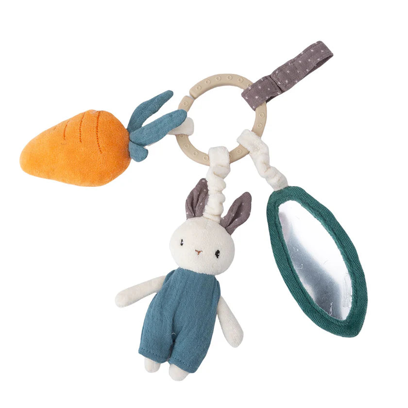 Organic Blue Rabbit Baby Activity Ring And Baby Sensory Toy