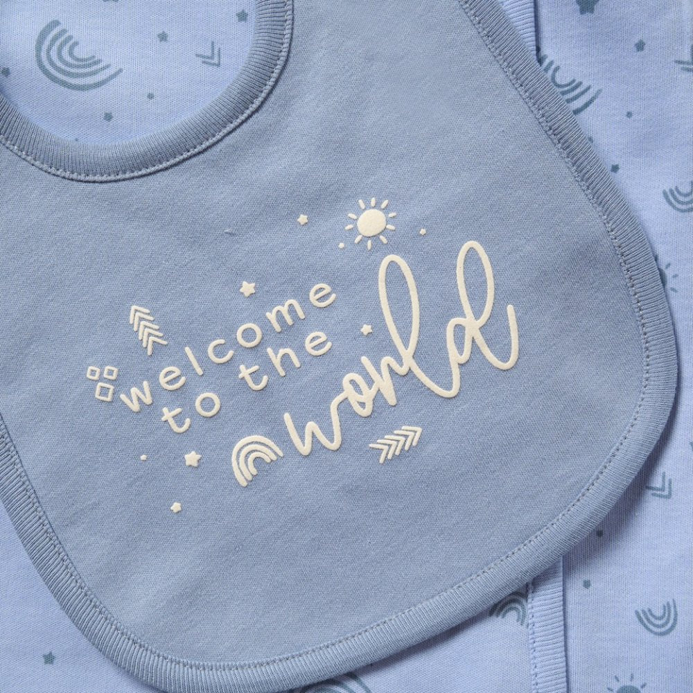 Welcome To The World, Sustainable Blue Baby Boy Clothing Set