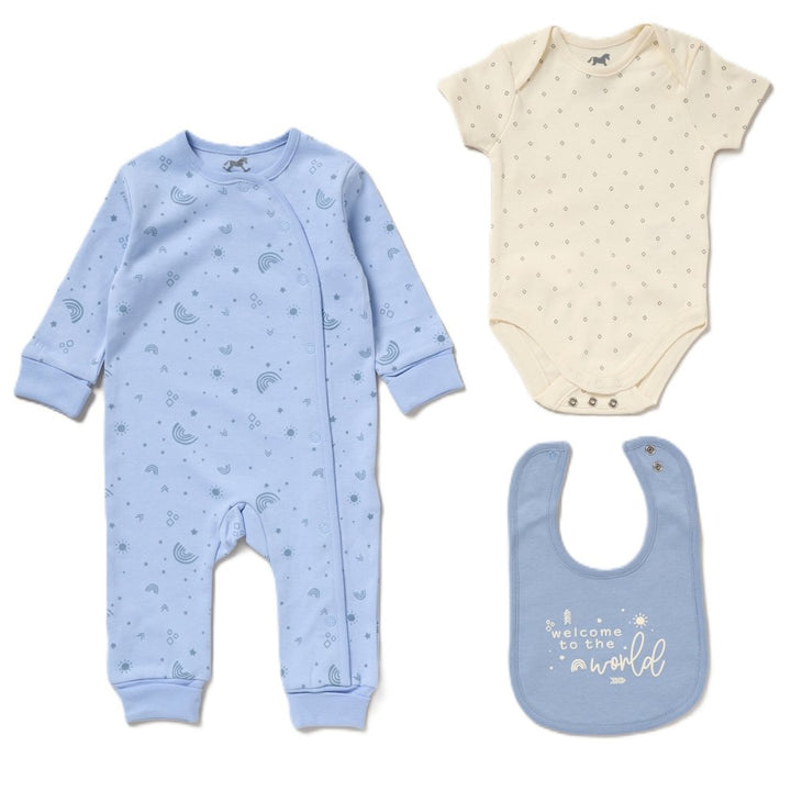 Welcome To The World, Sustainable Blue Baby Boy Clothing Set