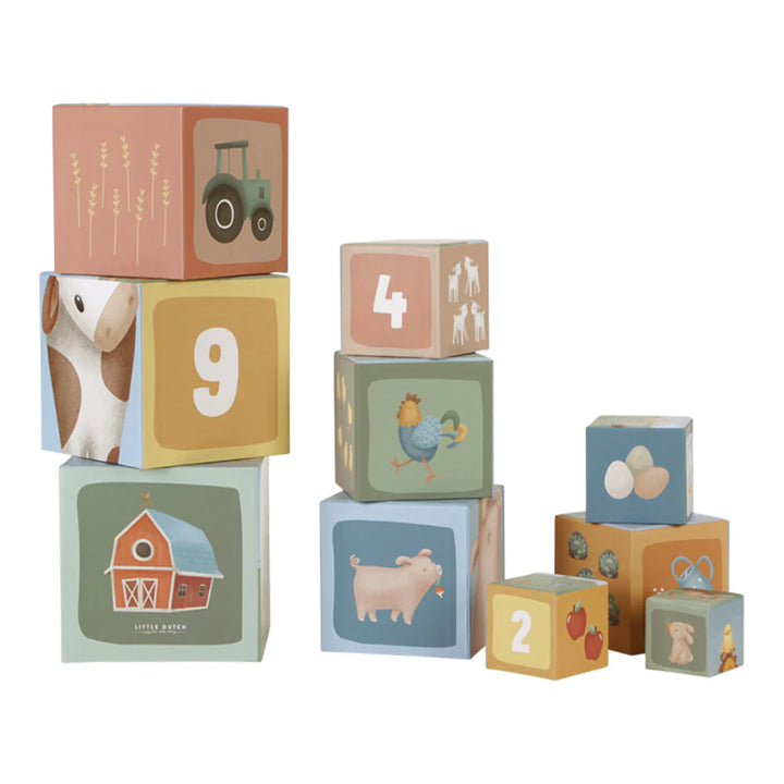 Cardboard stacking blocks with farm animals