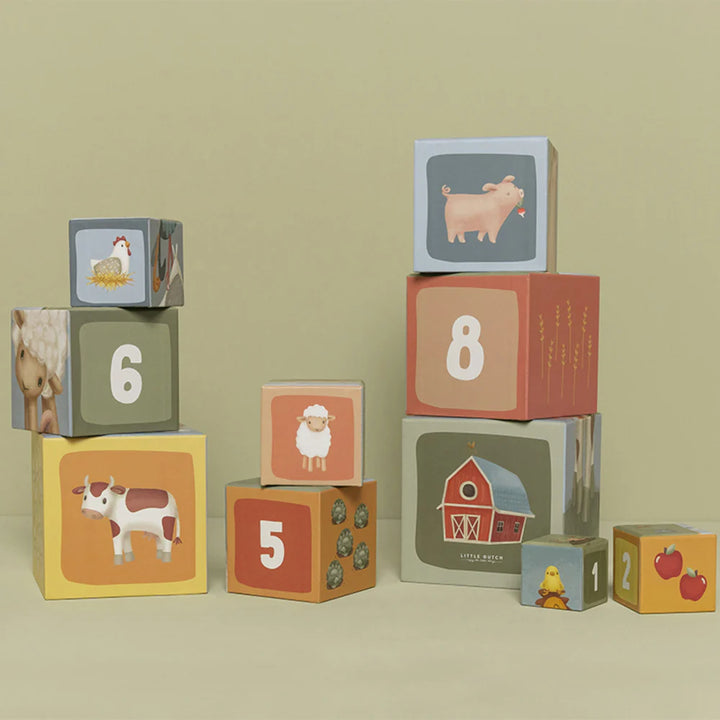 Cardboard stacking blocks with farm animals