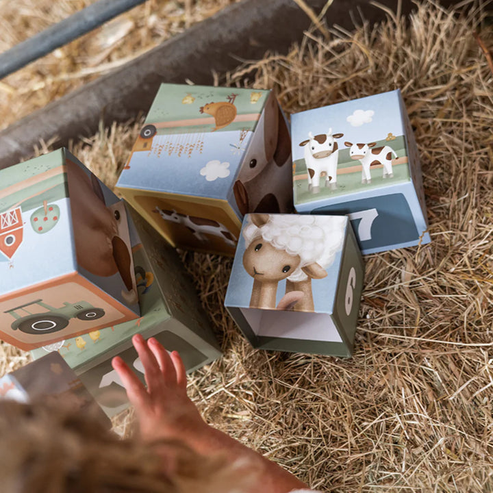 Cardboard stacking blocks with farm animals