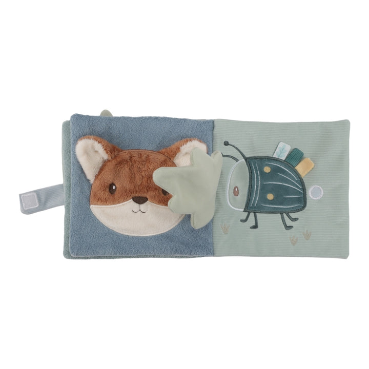 Forest friends soft baby activity book with fox  on the cover and taggies