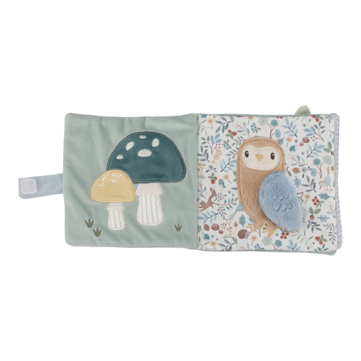 Forest friends soft baby activity book with fox  on the cover and taggies