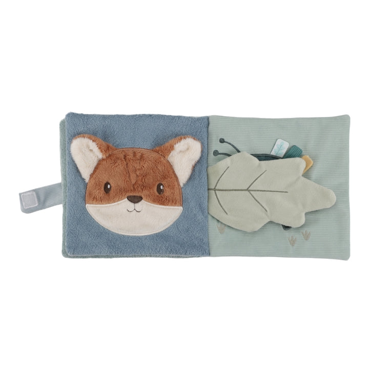 Forest friends soft baby activity book with fox  on the cover and taggies