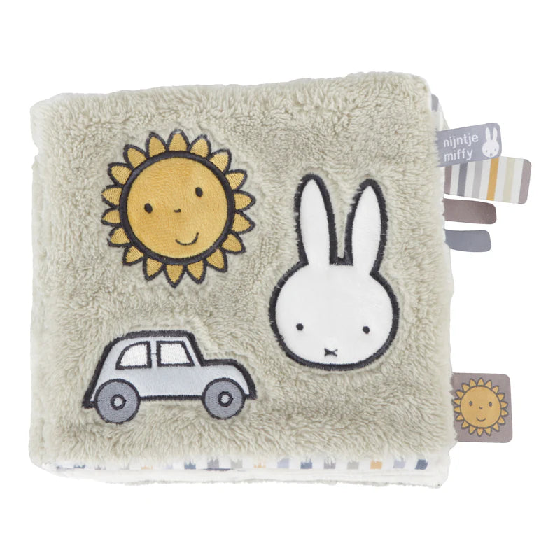 soft fluffy  green miffy sensory soft book with taggies and a mirror