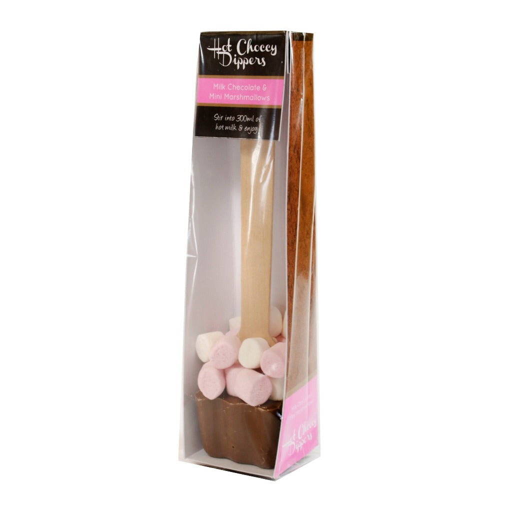 milk chocolate stirrer with marsh mallows