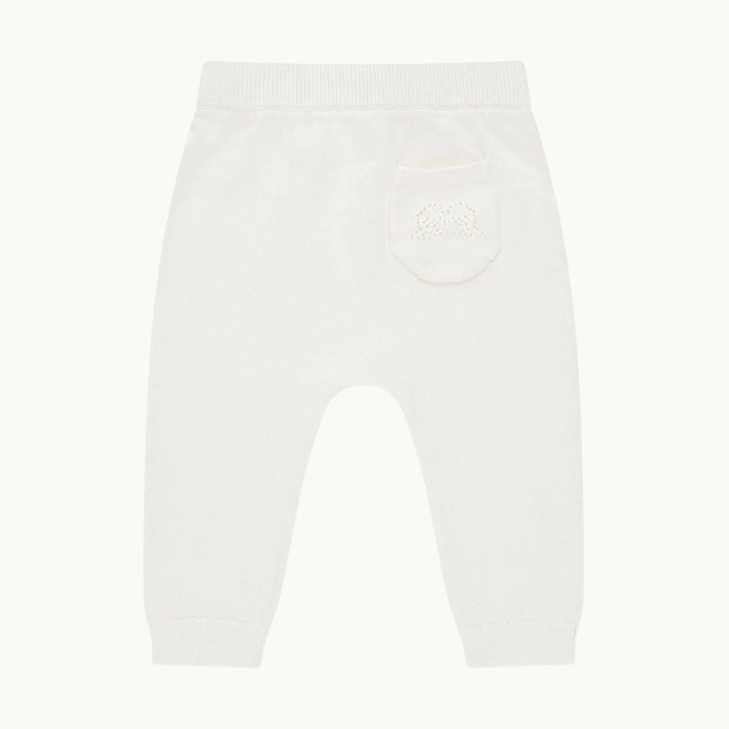 cream pointelle knitted baby trousers