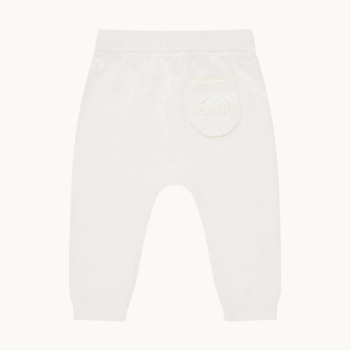 cream pointelle knitted baby trousers