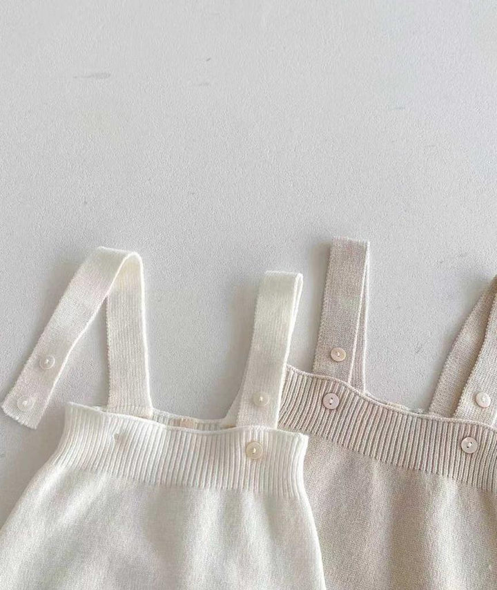 baby girl knit set in white and a sand set includes cardigan and romper
