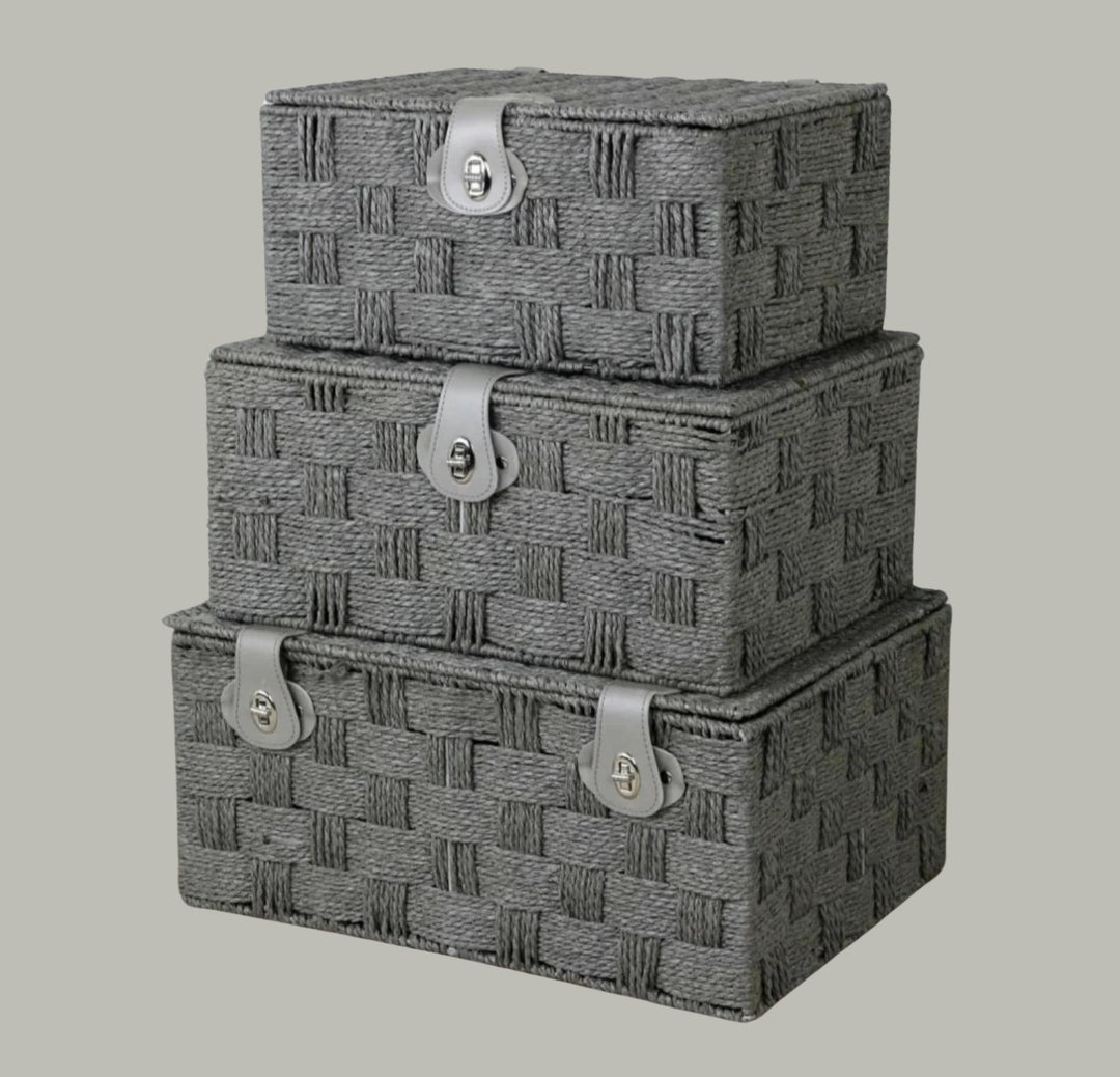 Grey Paper Rope Hamper Basket