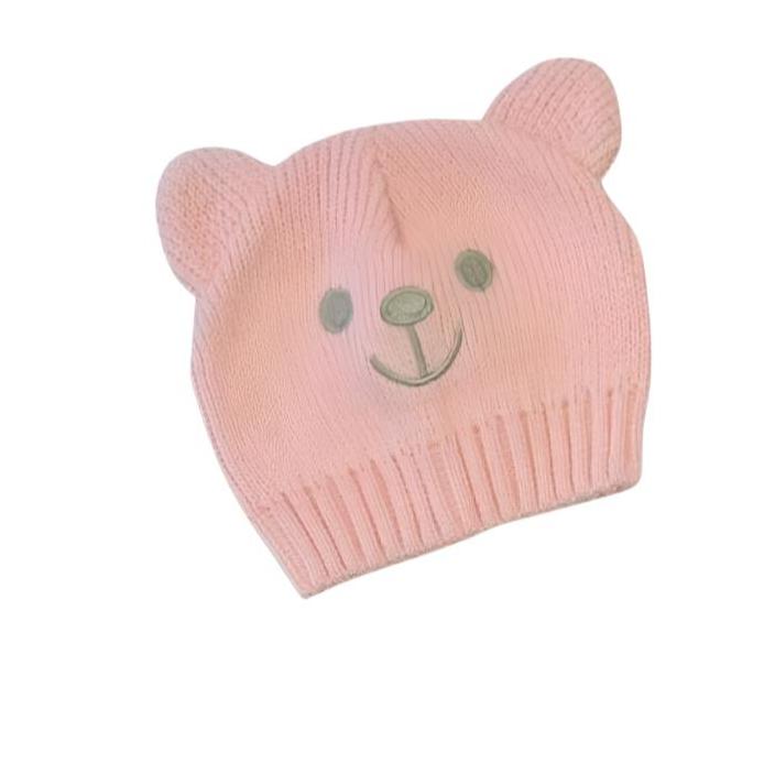 premature Baby teddy knit hat in pink