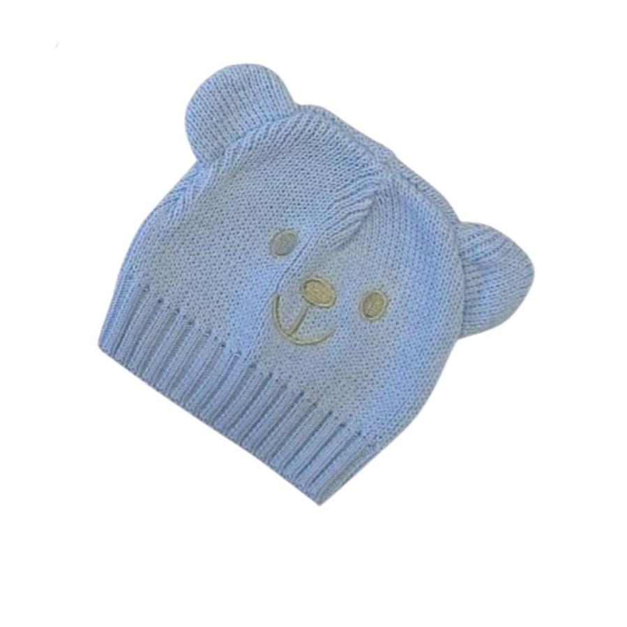 premature baby blue teddy faced hat with cute ears