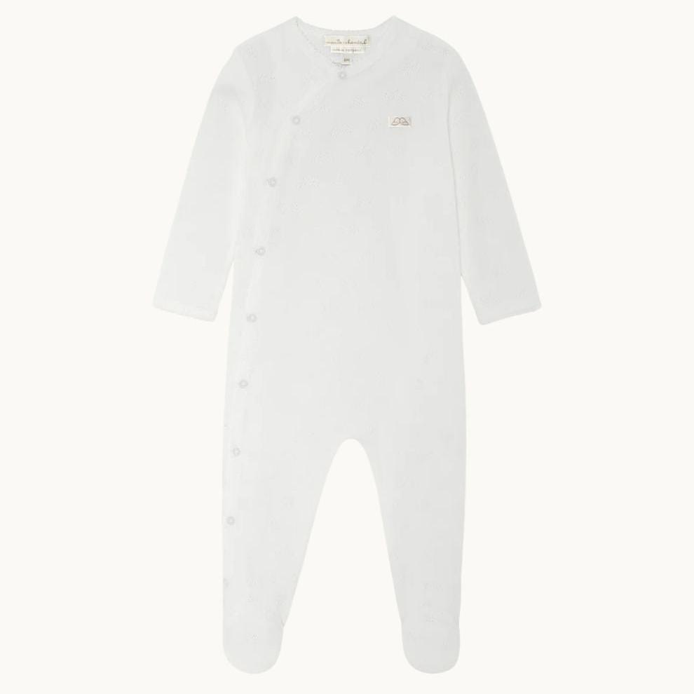 Marie-Chantal Pointelle Cotton Baby Sleepsuit