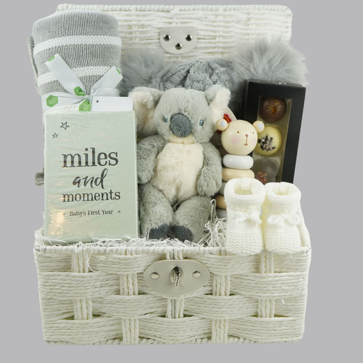 Koala Unisex Baby And Parent Hamper Basket, Baby Blanket And Stacking Toy