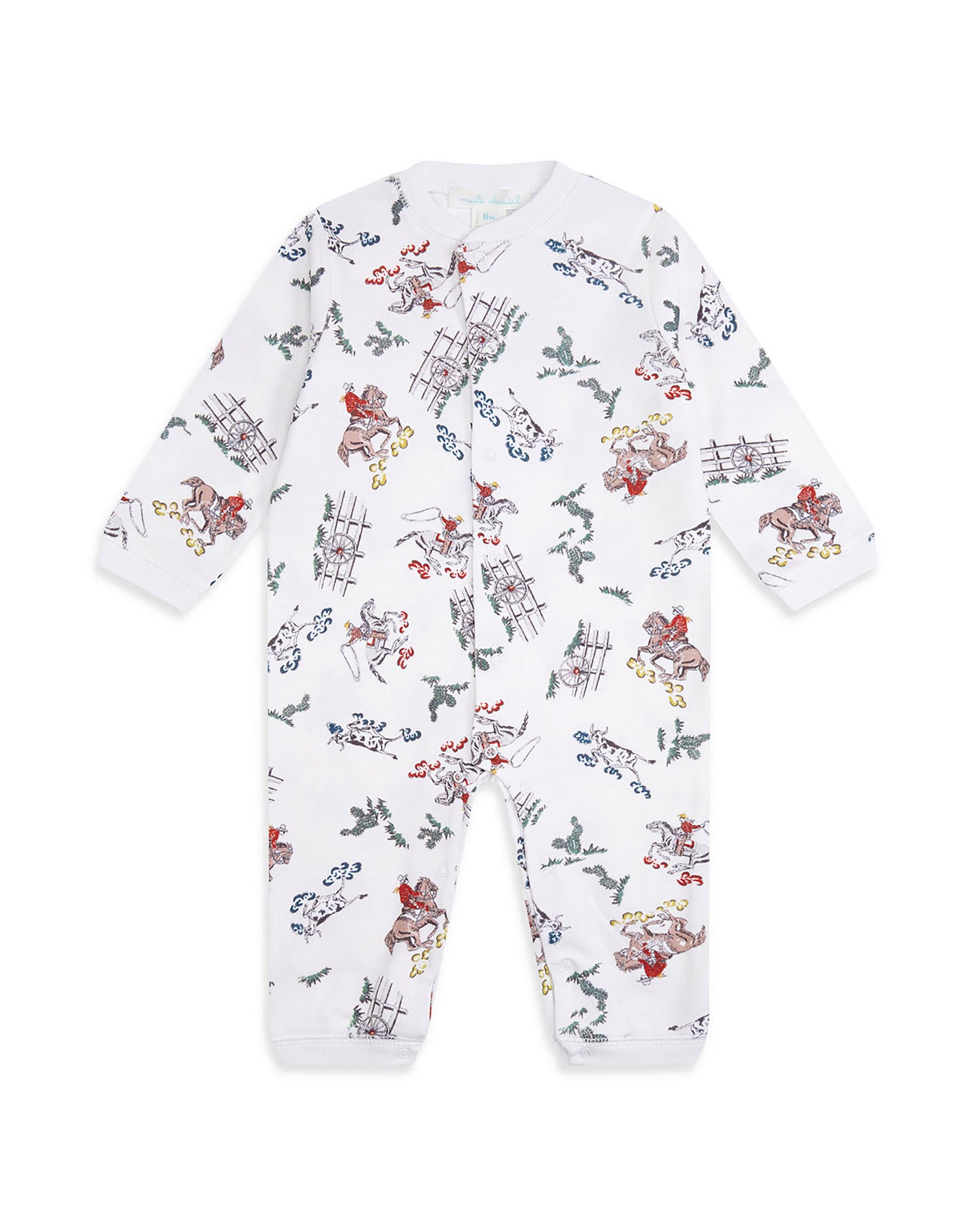 Baby Gift, Organic White Cowboy Baby Sleepsuit By Marie Chantal