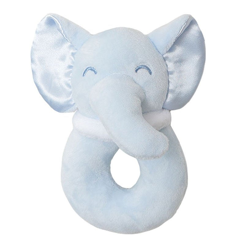 Blue soft elephant ring rattle