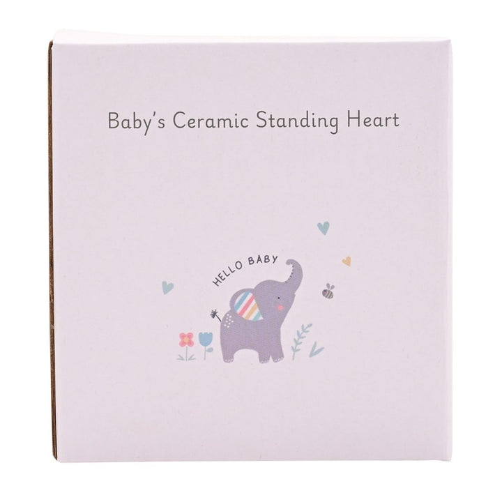 heart shaped ceramic baby standing plaque for baby boy