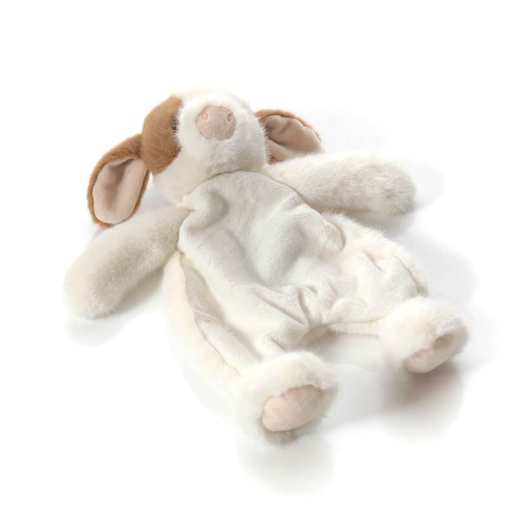soft doudou cow comforter in white with brown ears and patches on face and pink nose