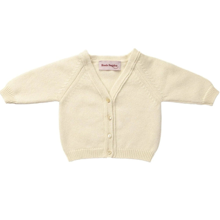 CREAM V NECK BABY CASHMERE CARDIGAN
