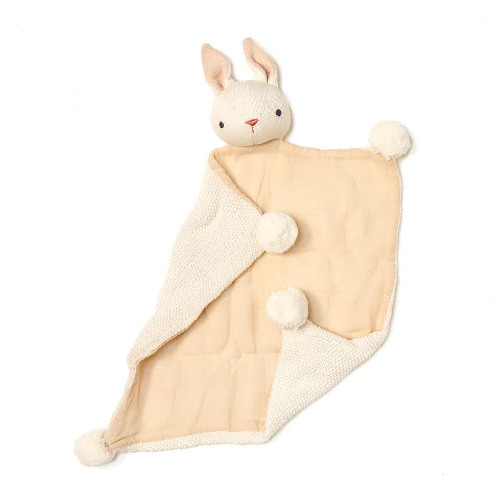 cream organic knit baby rabbit comforter