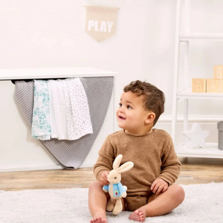 Gift set with soft toy and  three baby muslins in a Peter Rabbit in gift