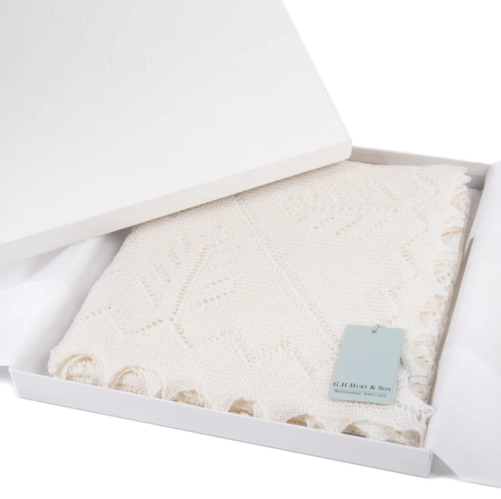 baby pure wool christening shawl in a box