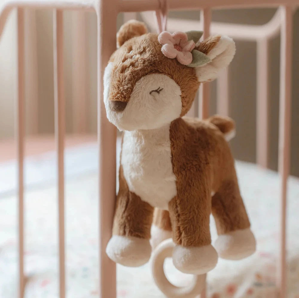 Luxury Baby Girl Hamper Basket, Luxury G.H.Hurt & Son Baby Clothing Set, Little Dutch Musical Deer And Soft Blocks