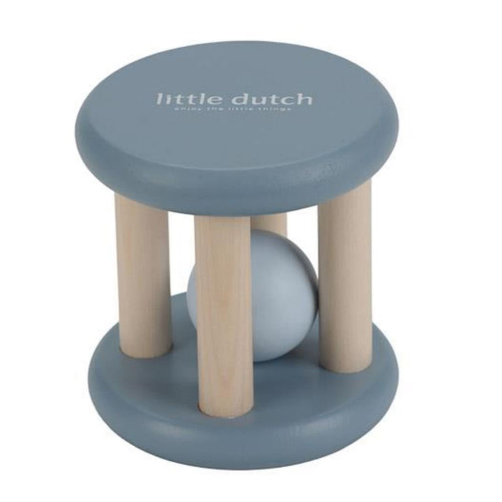 BLUE WOODEN ROLLER RATTLE