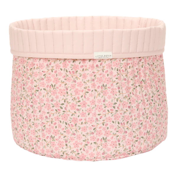 pink fairy floral quilted storage basket, reversible, white with pink flowers swaddle, white baby dressing gown with cute ears and pink and white gingham trim, bassinette quilt in pink, mama notes pregnancy diary, bump luxury mum candle, pink soft teddy, pink and grey maracas