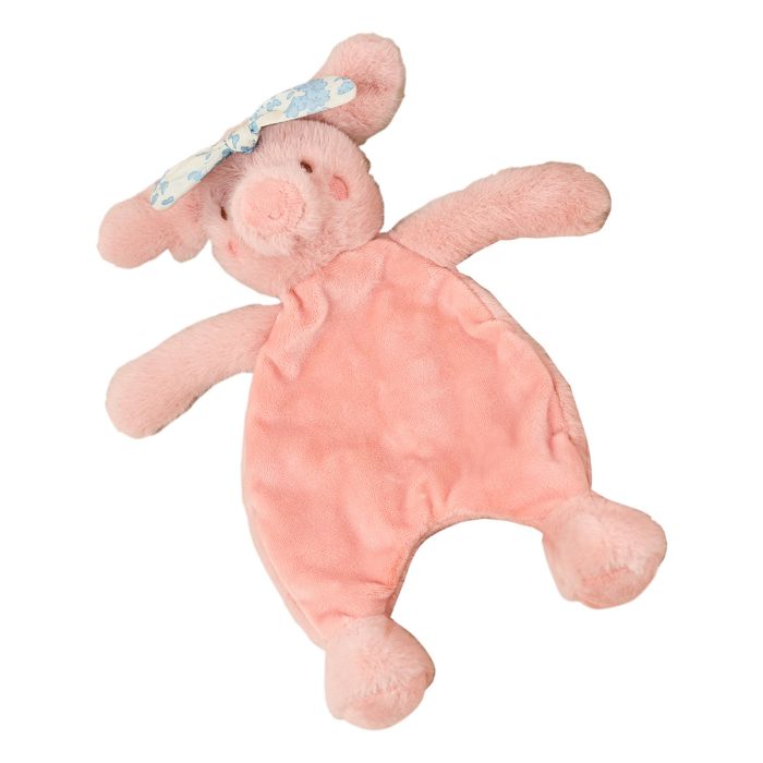Pink pig with chintz headband baby doudou comforter
