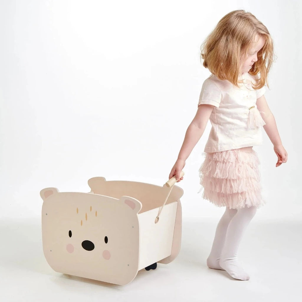 Pull a long wooden bear cart
