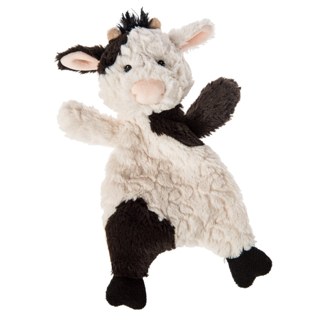 black and white cow lovey baby comforter