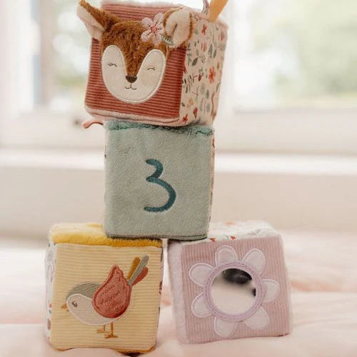 soft pastel blocks with deer, bird and flower design